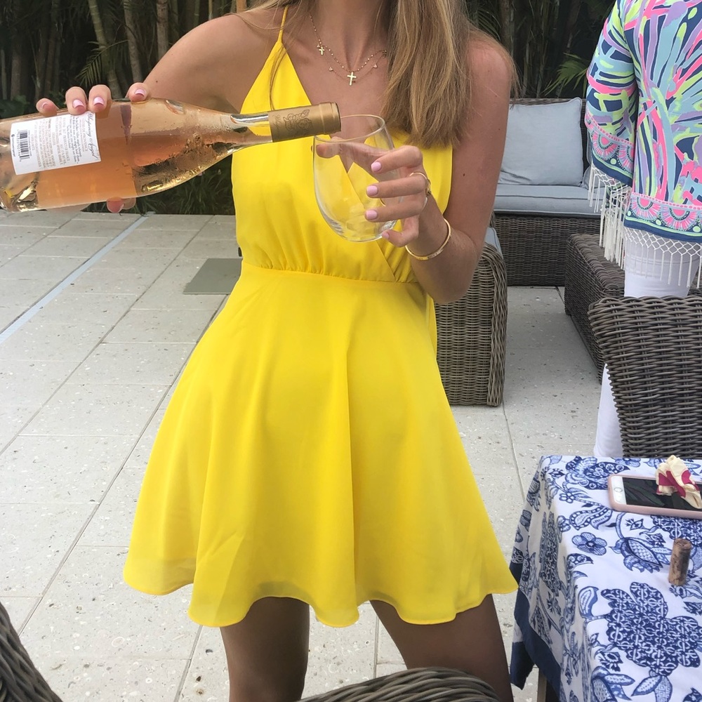 Super down Electric Lemon Sleevless silk dress